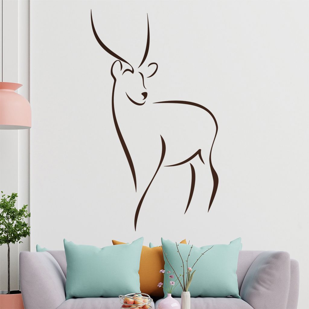 Antilope Linien Wandtattoo in 6 Größen - Wandaufkleber Wall Sticker - Dekoration, Küche, Wohnzimmer, Schlafzimmer, Badezimmer