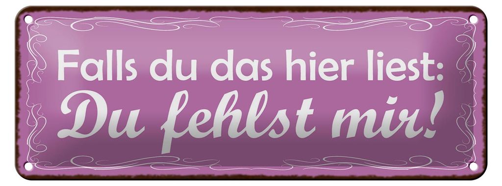 Blechschild Spruch 27x10cm falls du das liest Du fehlst mir Dekoration