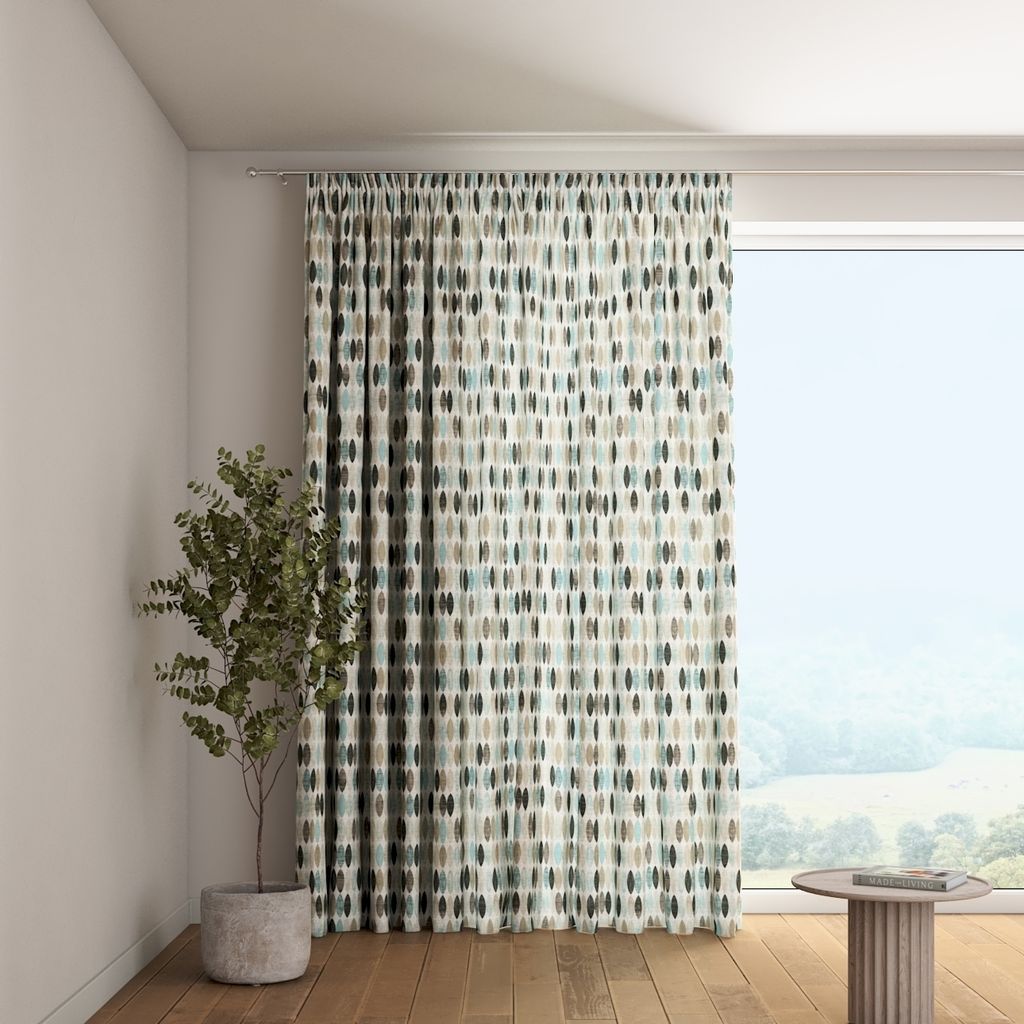 Dekoria Vorhang mit Kräuselband, blau-beige, 130 x 100 cm Produktbild 