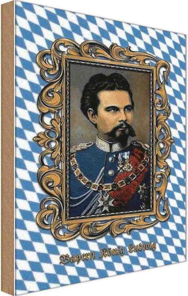 vianmo Holzschild 18x12 cm König Ludwig Porträt Dekoration Produktbild 