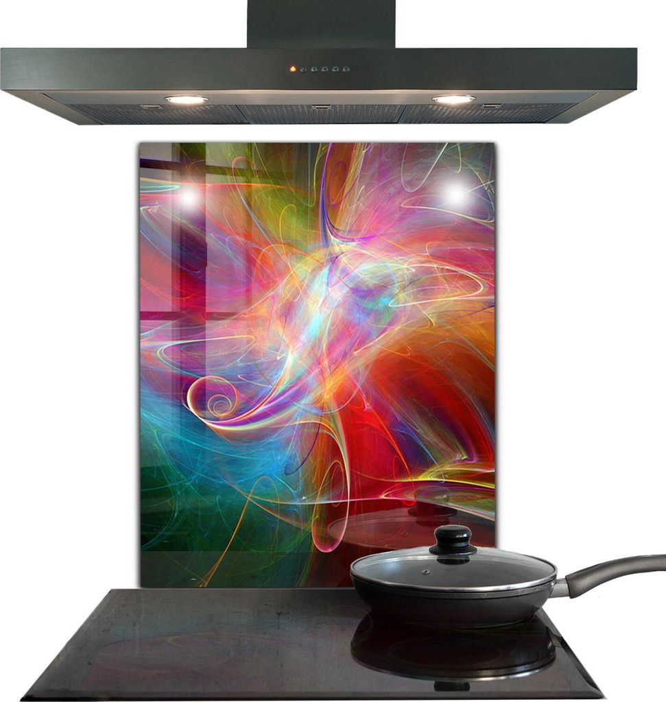 Spritzschutz aus Glas Küchenrückwand - Wandschutz für Herd und Spüle - 60x80 cm - Energetische Farbmischung