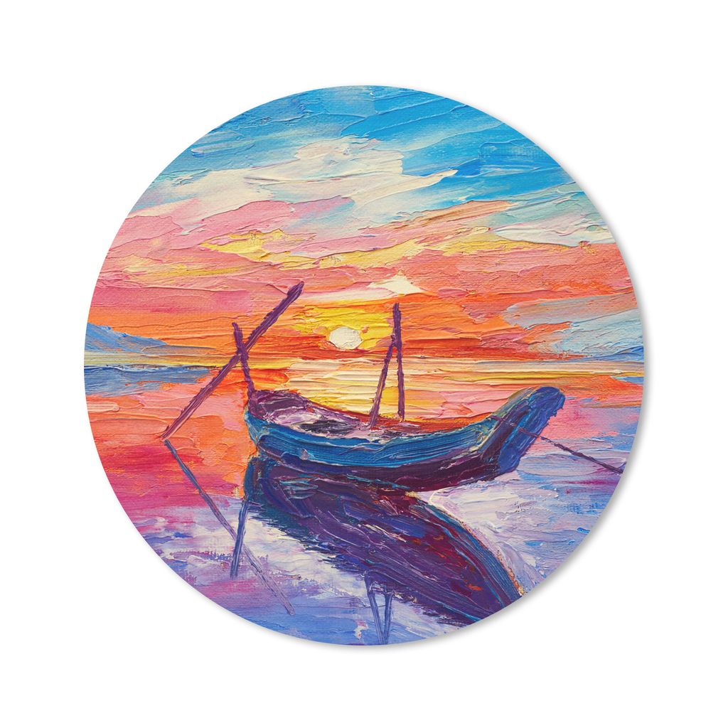 MuchoWow Mauspad Mousepad Malerei - Boot - Ölfarbe - Wasser 20x20 cm - Mousepads - Maus Mat - Pad - Mausunterlage - Schreibtischmatte