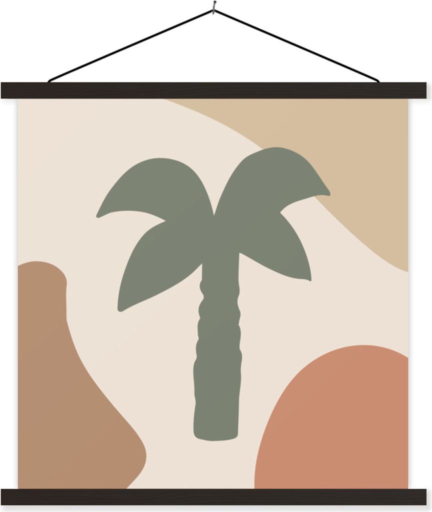MuchoWow Textilposter Palme - Pastell - Sommer 90x90 cm mit schwarzem Rahmen - Magnetisches