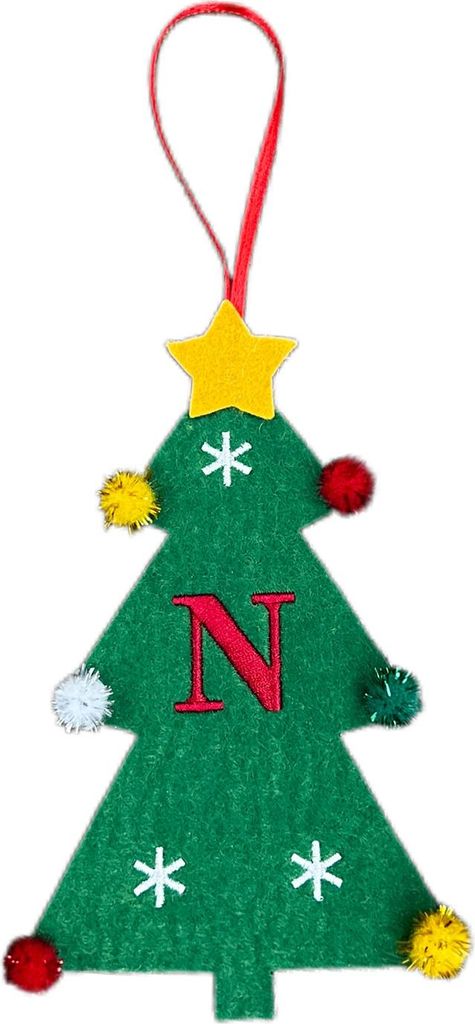 Weihnachtsbaum-Anhänger-Ornament mit Schlüsselband, 26 Buchstaben-Design, Filzstoff, Weihnachtsdekoration zum Aufhängen am Weihnachtsbaum