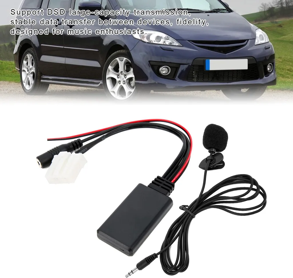 Adattatore microfono, cavo audio aggiuntivo, Bluetooth 5.0, lunghezza 150 cm, ricambio per Mazda 2/ 3/ 5/ 6