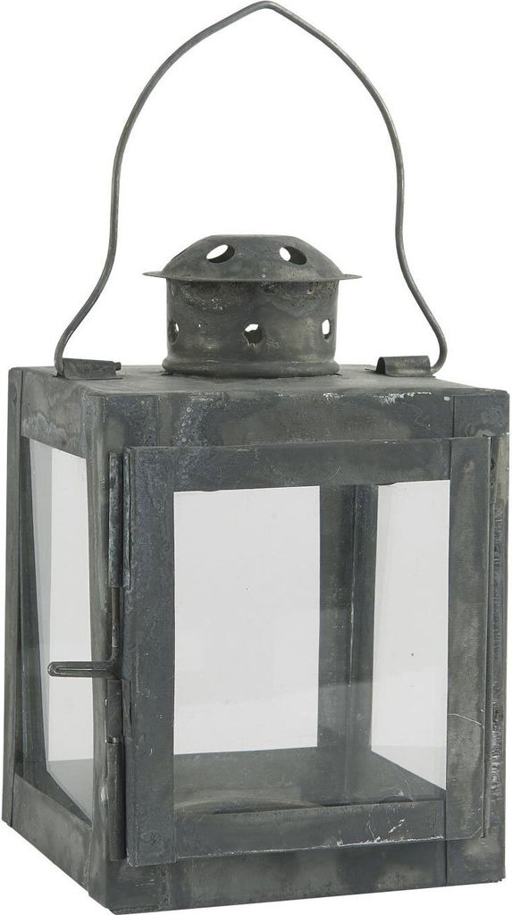 LS-LebenStil Vintage Laterne Windlicht 15cm Metall Grau Produktbild 2