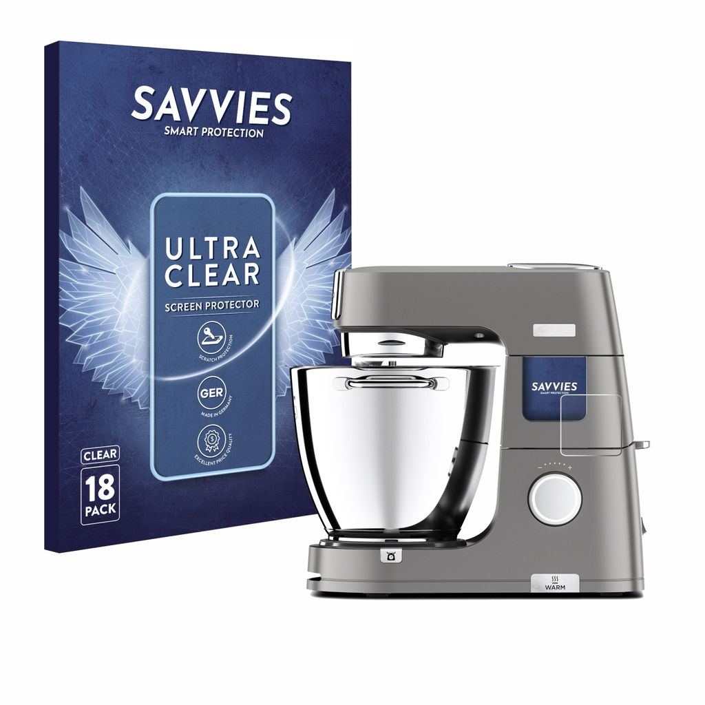 18x Für Kenwood Titanium Chef Patissier XL Schutzfolie Savvies Displayschutz Display Schutz Folie Klar Transparent