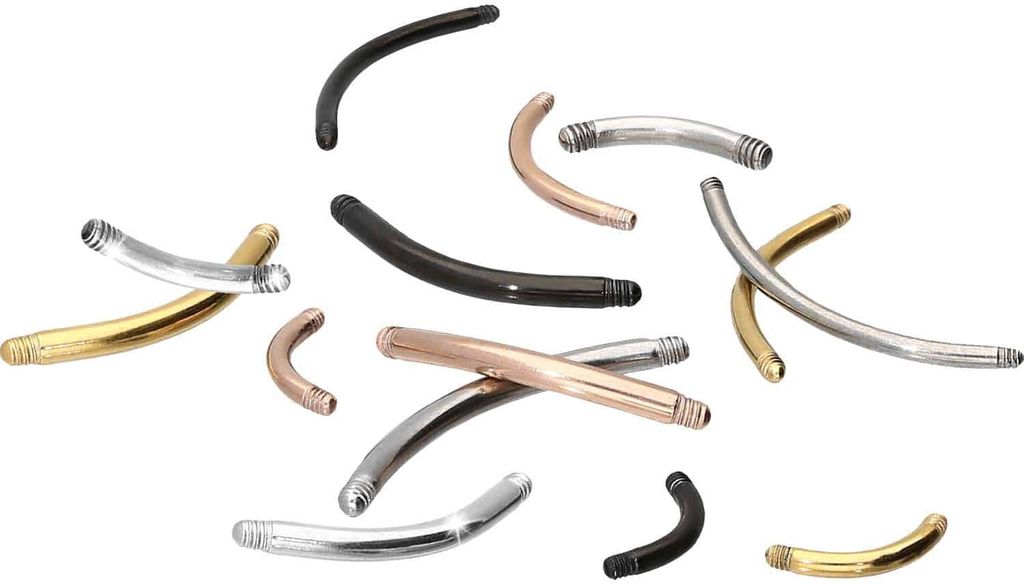 Bauchnabel-Piercing, Rook Piercing Titan Banane ohne Kugeln Silber Stablänge: 8mm | Stabstärke: 1,2mm