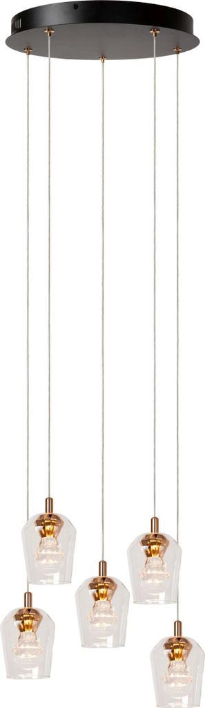 LED Pendelleuchte Glas Aluminium warmweißes Licht 2700 K 200 lm H: max. 204,5 cm in Transparent Gold Modern