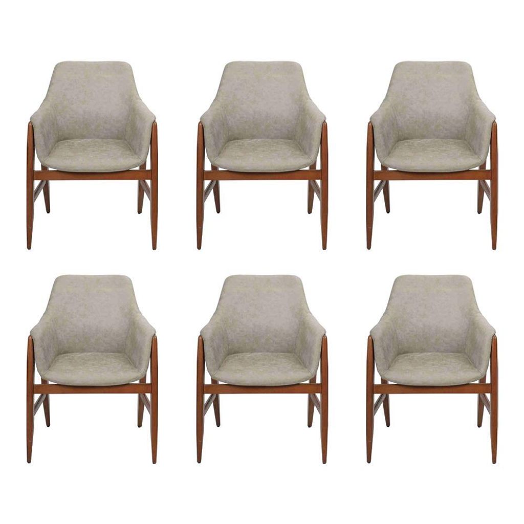 Modern Grau Stuhl Esszimmerstuhl 6x Stühle Küchenstuhl Lehnstuhl Holz Stoff