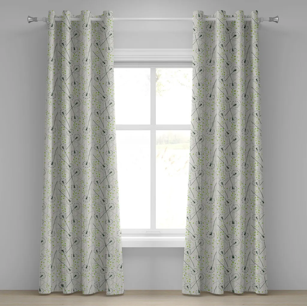 Rideaux décoratifs 2 panneaux motif Flora estival vert 280 x 175 cm