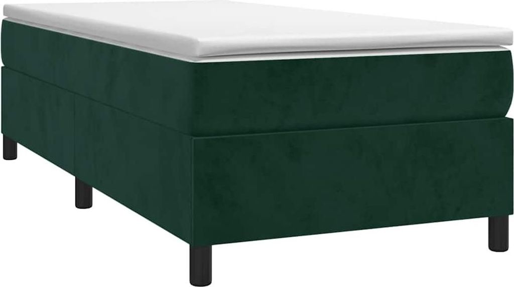 vidaXL Boxspringbett mit Matratze Dunkelgrün 90x200 cm Samt