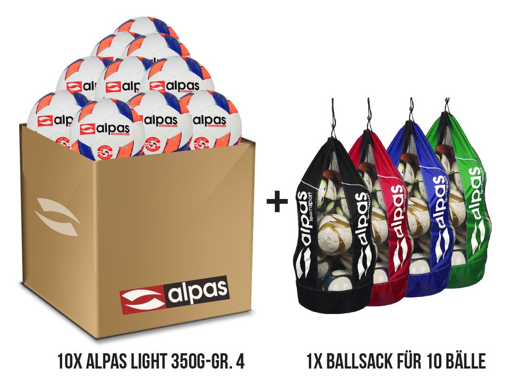 Alpas 10x Leichtball 350g - Gr. 4 + 1x Ballsack /Ballpaket Produktbild 