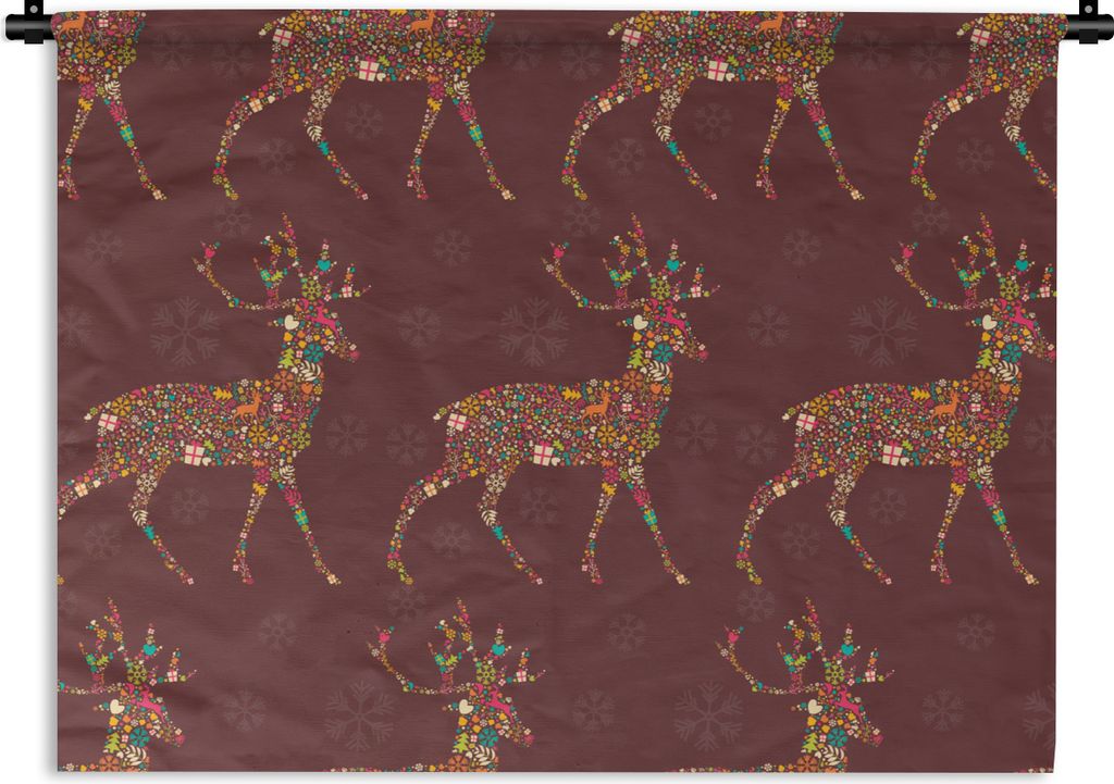 MuchoWow Wandteppich Wandbehang Hirsche - Muster - Farben 90x67.5 cm Tapisserie Dekoration Wandtuch - Fototeppich - Wand-Skulpturen