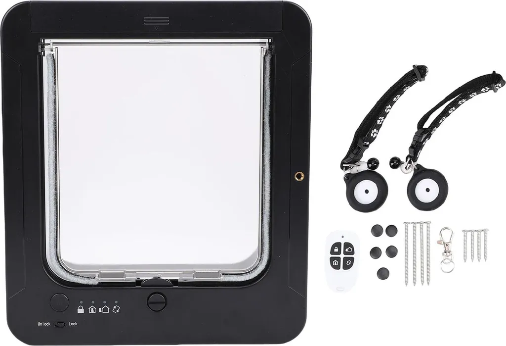 Porta intelligente per gatti, sportello automatico con sensore, porta per animali domestici, collare, accesso attivato per cani con telecomando