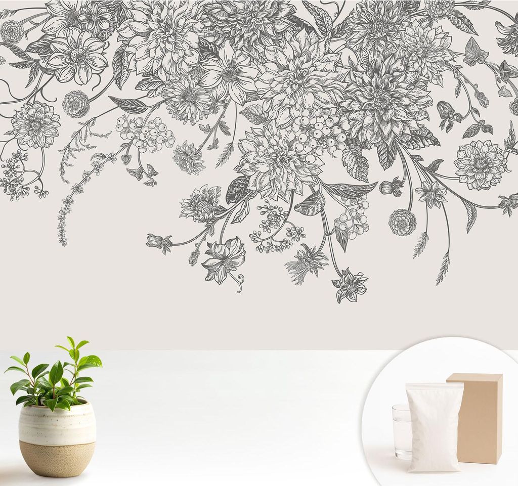 Fototapete - 104x70 cm - Tapete - Wandtapete - Wandbilder - Dekofolie - Tapete Folie - Wand - Dekoration - Wohnzimmer - Blumenmuster