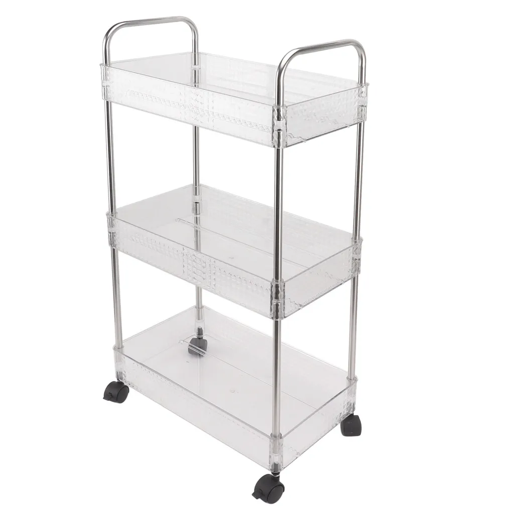Chariot de rangement cuisine 3 étages compact avec roues amovibles
