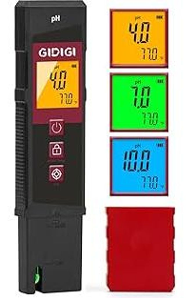 Digitales pH Messgerät für Wasser mit LED, pH-Tester mit Farb-LED-Bildschirm für Pools, pH Level Tester mit ATC, Monitor für Hydrokultur,Spa, W...