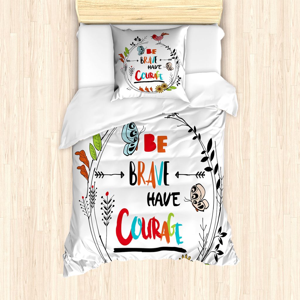 ABAKUHAUS Sprichwort Bettbezug Set für Einzelbetten, Motivation Artbeschriftung, Milbensicher Allergiker geeignet mit Kissenbezug, 135 cm x 200 cm...