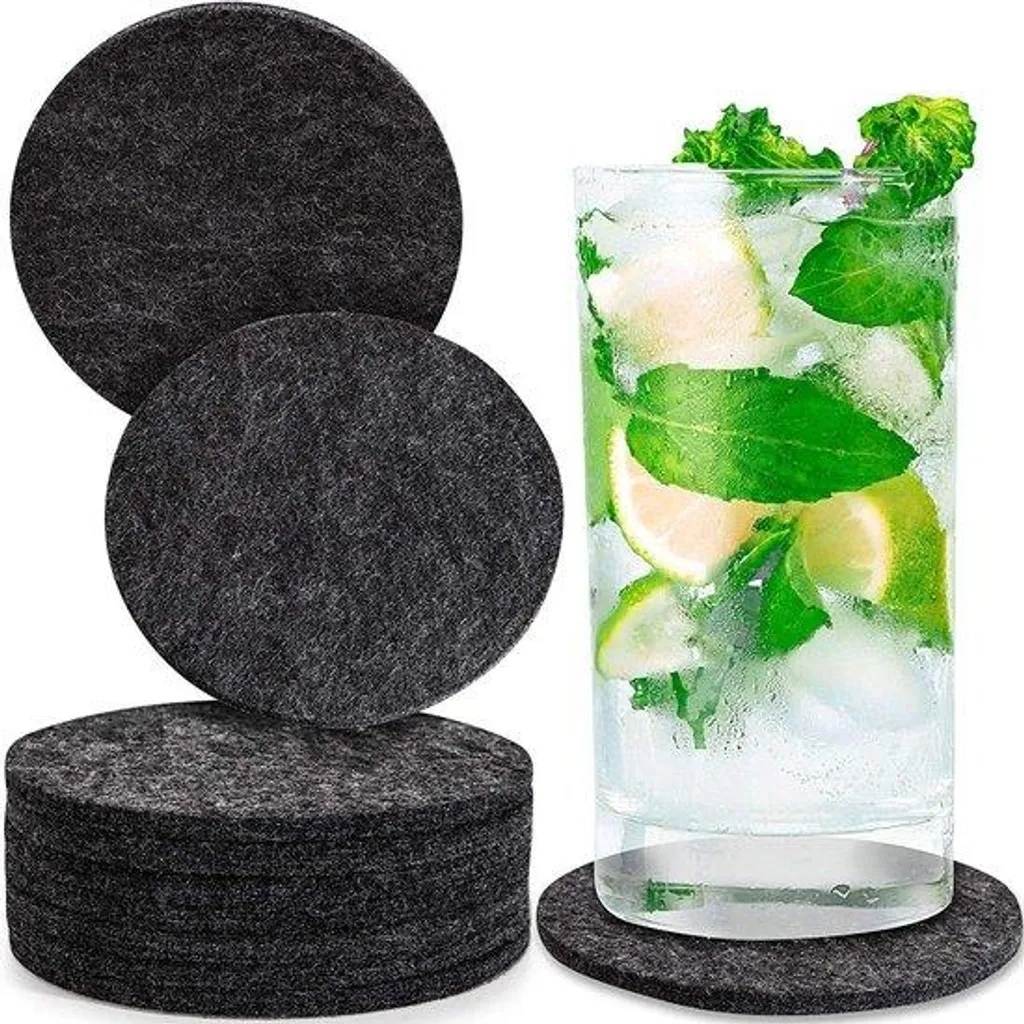 Sous-verres haut de gamme en marbre blanc et doré - Set de 6 pièces