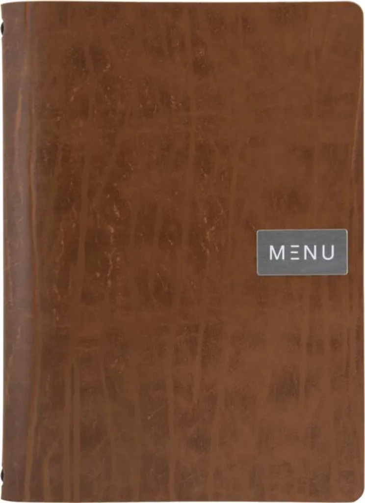 Protège-menu A4 en cuir brun Securit RUGA - Porte-carte de restaurant