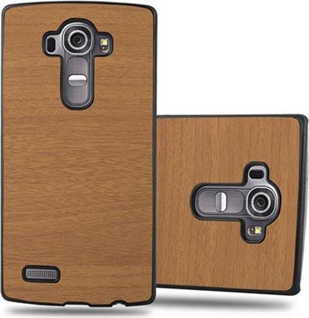Cadorabo Hülle für LG G4 / G4 PLUS Schutz Hülle in Braun Hard Case Etui Holz Optik Handyhülle