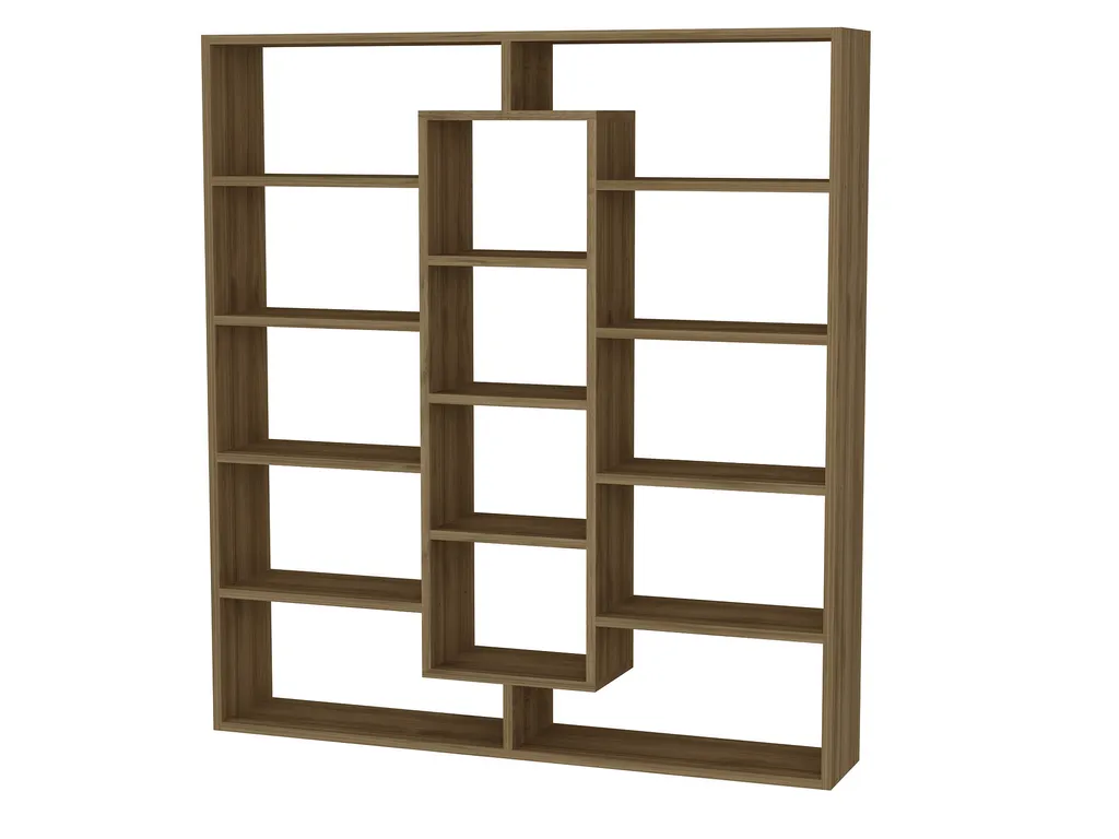Bibliothèque Skye Decor Ample en noyer mélaminé 125x135 cm