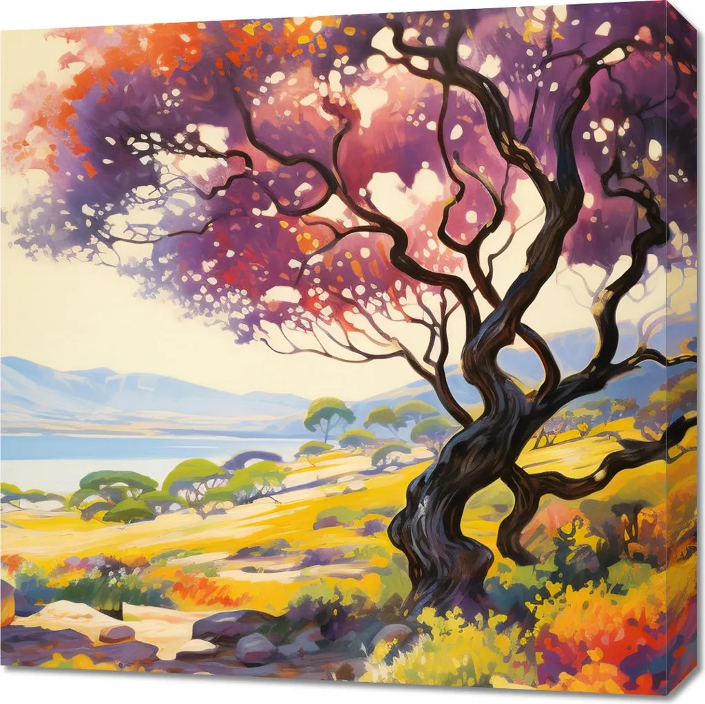 Quadro su Tela 60x60 Paesaggio Tramonto Valle Pronto da Appendere