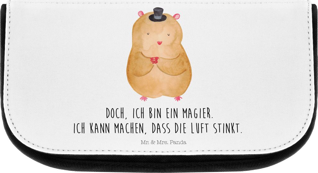 Mr. & Mrs. Panda Kulturbeutel Hamster Hut - Weiß - Geschenk, Zwerghamster, Lustige Sprüche, Zylinder, toilettenbeutel, Make-up Täschchen, Zauber...