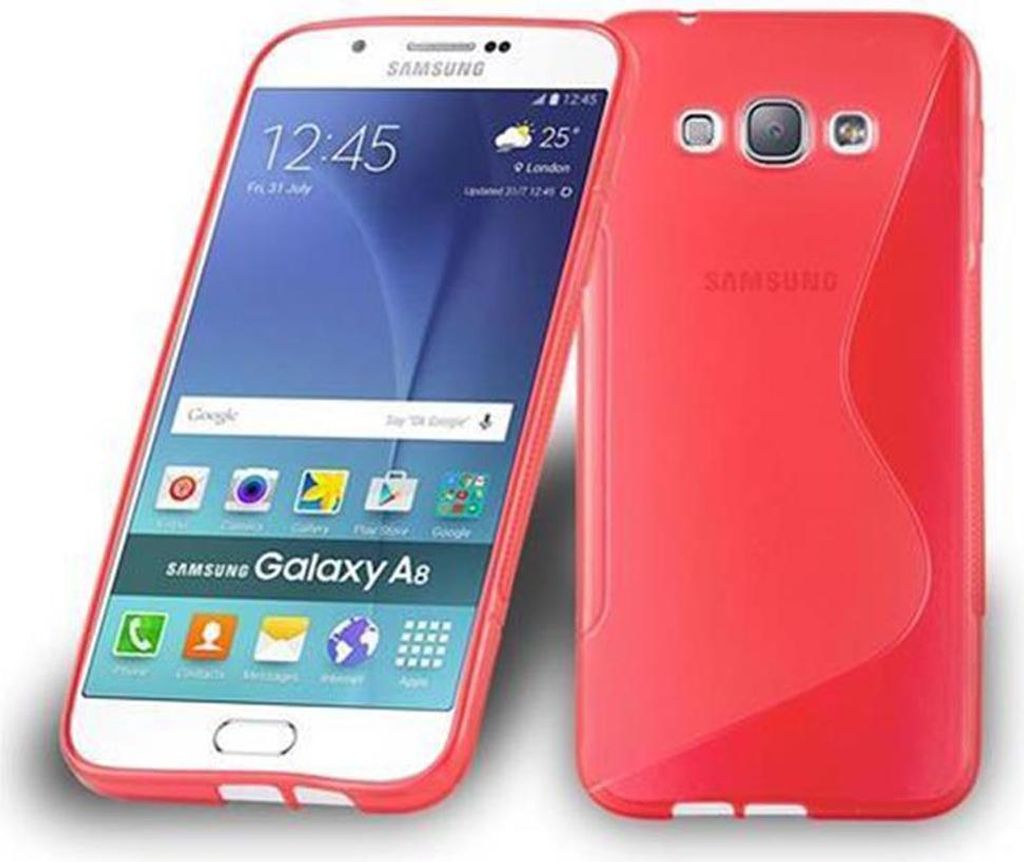 Cadorabo Schutzhülle für Samsung Galaxy A8 2015 Hülle in Rot Handyhülle Case TPU Silikon Etui