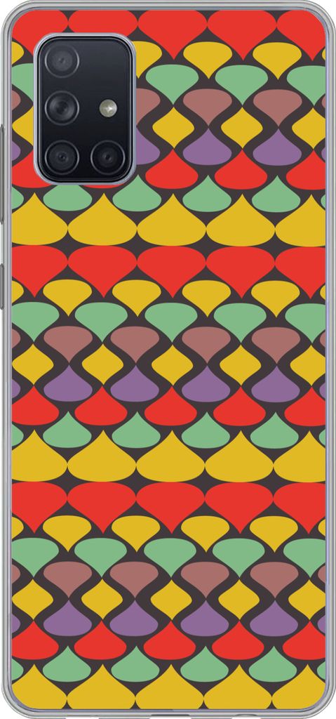 MuchoWow Handyhülle Schutzhülle Hülle für Telefoonhoesje Samsung Galaxy A51 5G Vintage - Retro - Farben - Muster Silikon Softcase Handy Hüll...