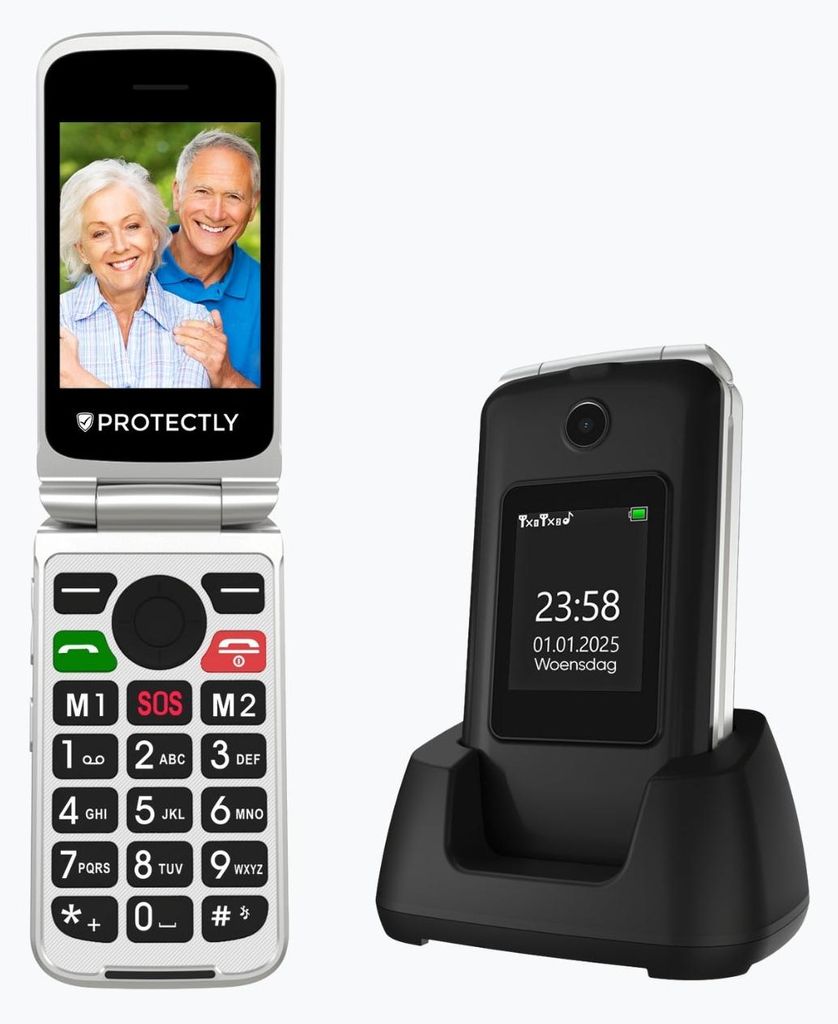 Protectly® Senioren Telefoon Klapbaar - 4G - SOS-Noodknop - Productafbeelding 