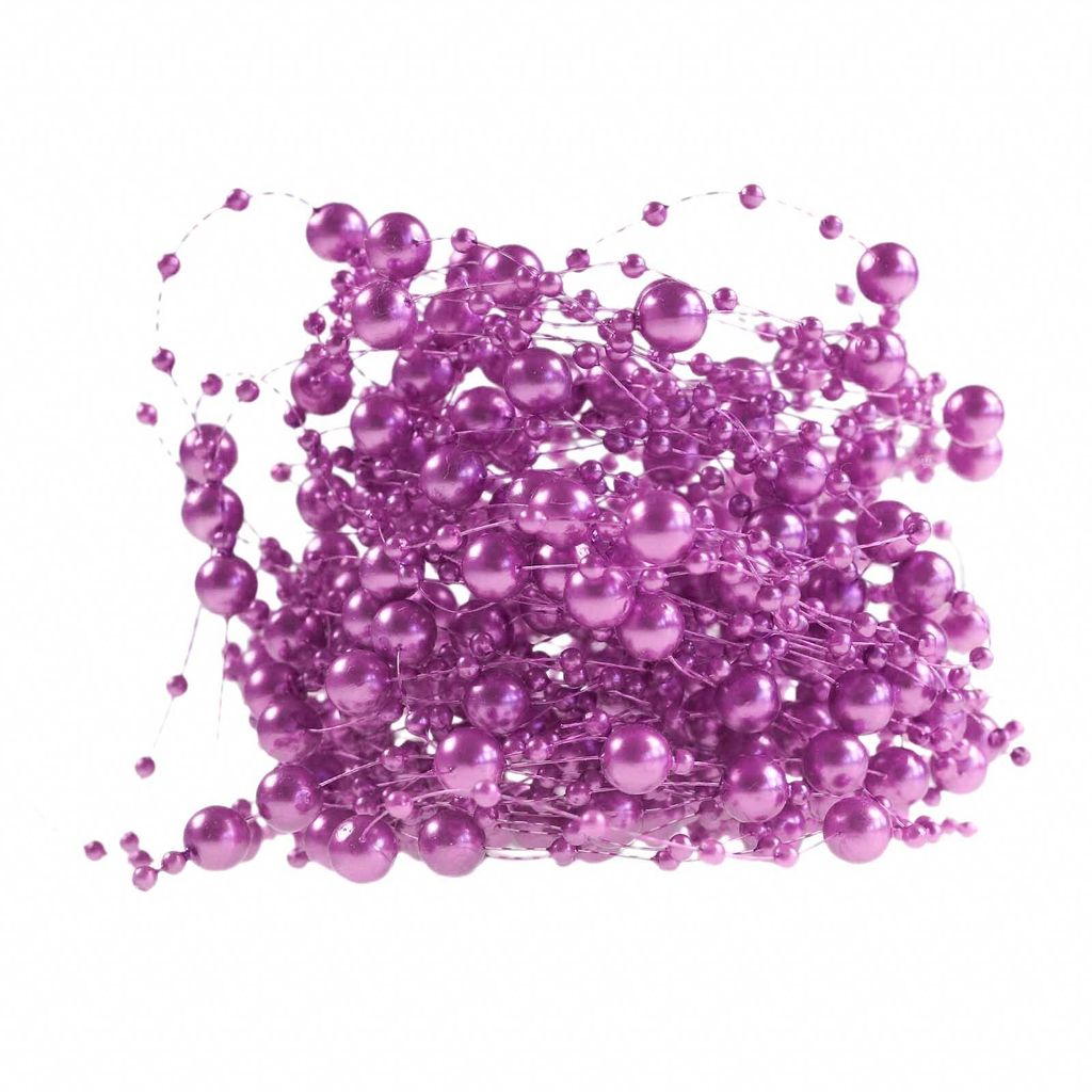 12 Perlengirlanden á 130 cm = 15,6 m, Dekogirlande, Hochzeit Floristik Tischdeko, Farbe:signalviolett