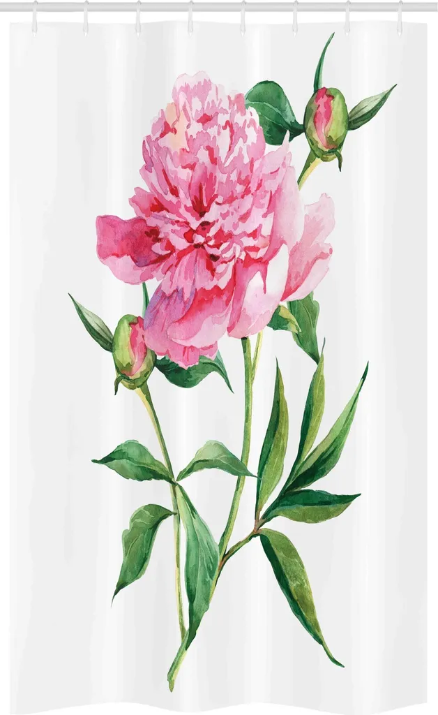Tenda Doccia Shabby Chic ABAKUHAUS Vintage Peony 120x180 Verde Rosa