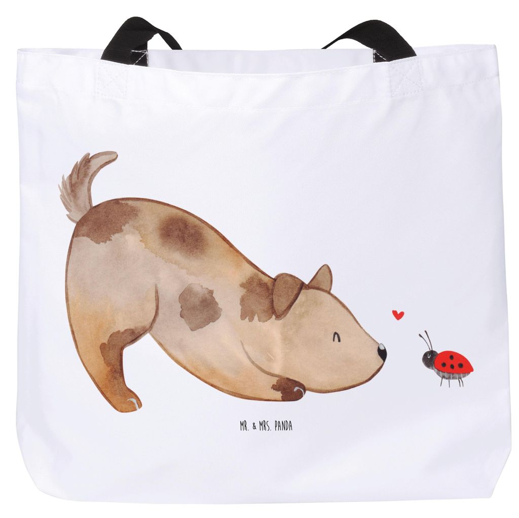 Mr. & Mrs. Panda Tote Bag Hund Marienkäfer - Weiß - Geschenk, Schultasche, Mischlinghund, Tasche, Reisetasche, Hunderasse, Sprüche, Hunde, Lapto...