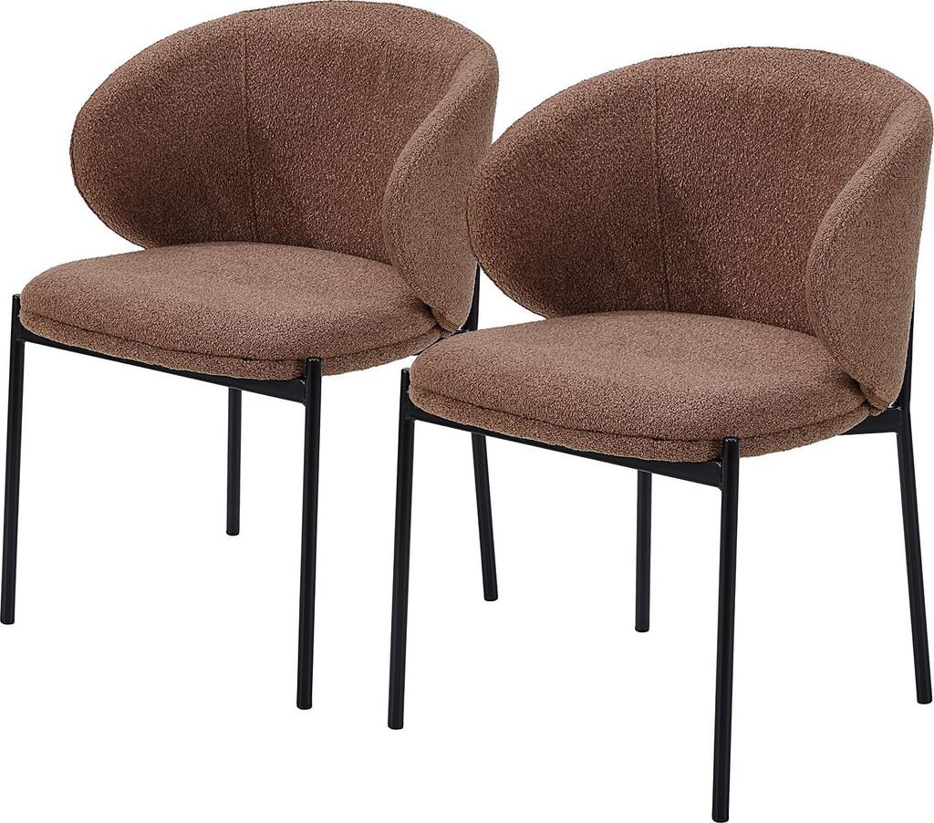 POLSTERSTUHL - Stahl / Bouclé, 2er-Set