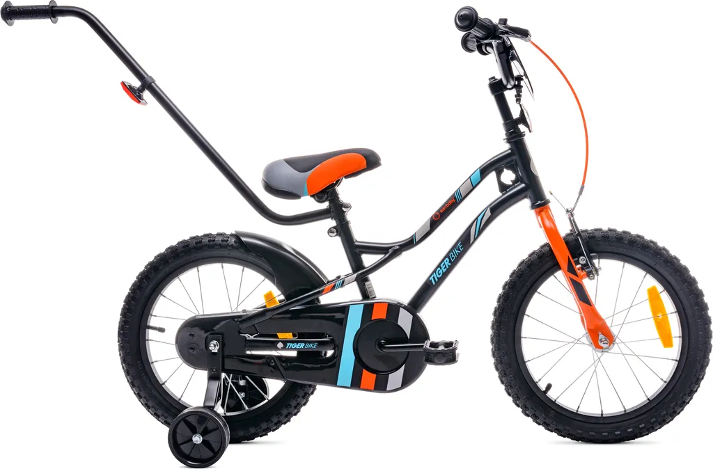 Vélo 16 Pouces pour Enfant 4 à 6 Ans avec Canne Parentale Amovible Tiger