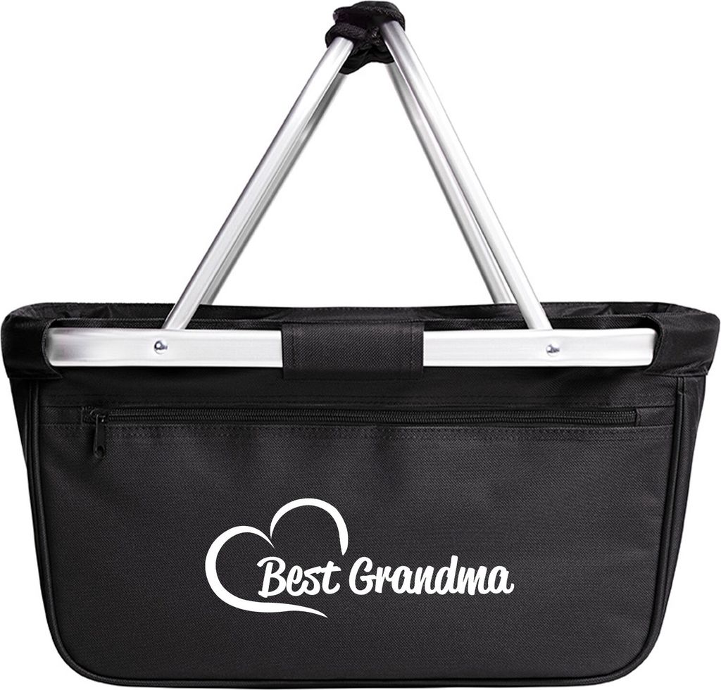 Huuraa Einkaufskorb Best Grandma Heart 20 Liter Black faltbarer Tragekorb Geschenkidee