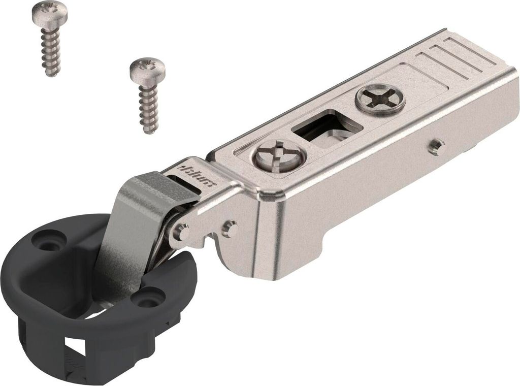 BLUM CLIP top Glastürscharnier 94°, 9,5mm gekröpft mit Feder, Schrauben