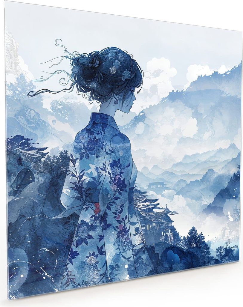 Küchenrückwand Spritzschutz Glas mit Motiv Asiatische Landschaft 40 x 40 cm
