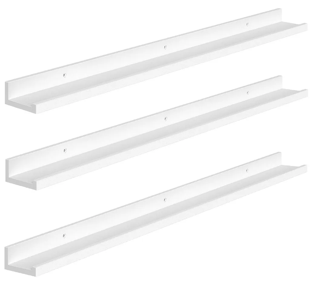 Étagères murales de cuisine et salle de bains 90 cm blanches lot de 3