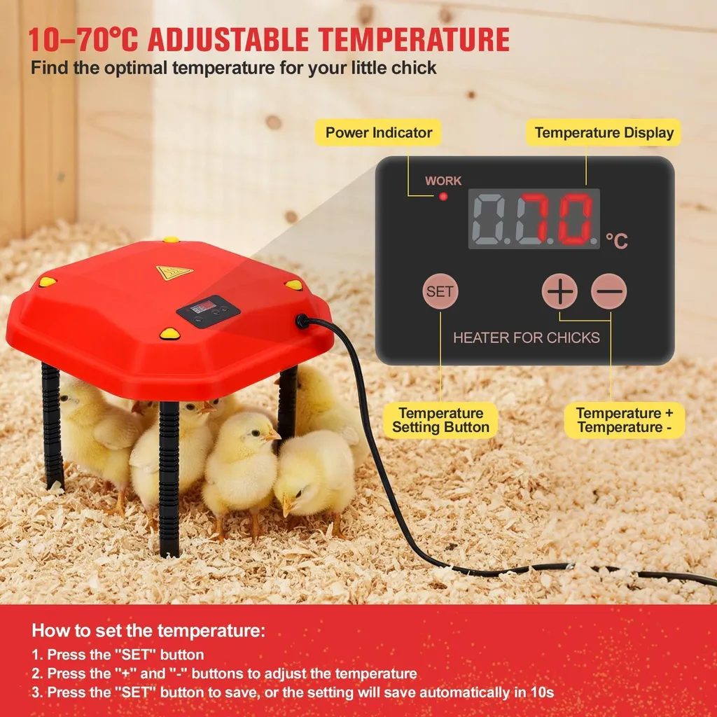 Éleveuse pour poussins réglable - Solution de chauffage pour couvoir 30W - 2