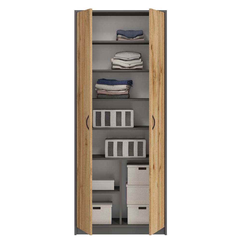 Kleiderschrank 74cm breit 180cm hoch grau