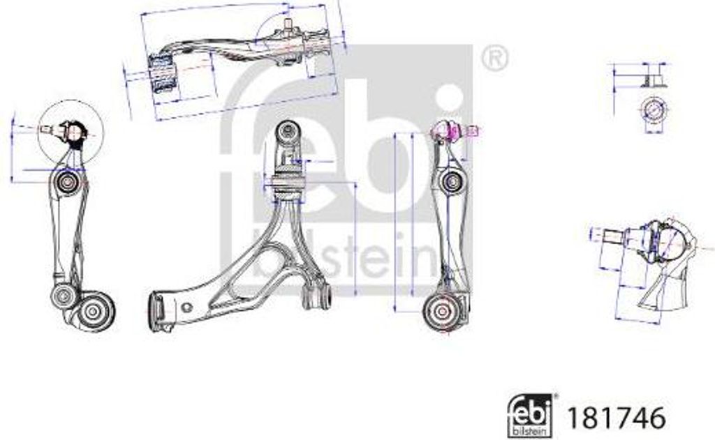 FEBI BILSTEIN 181746 Querlenker, Radaufhängung OE 7L0407152F kompatibel mit Cayenne