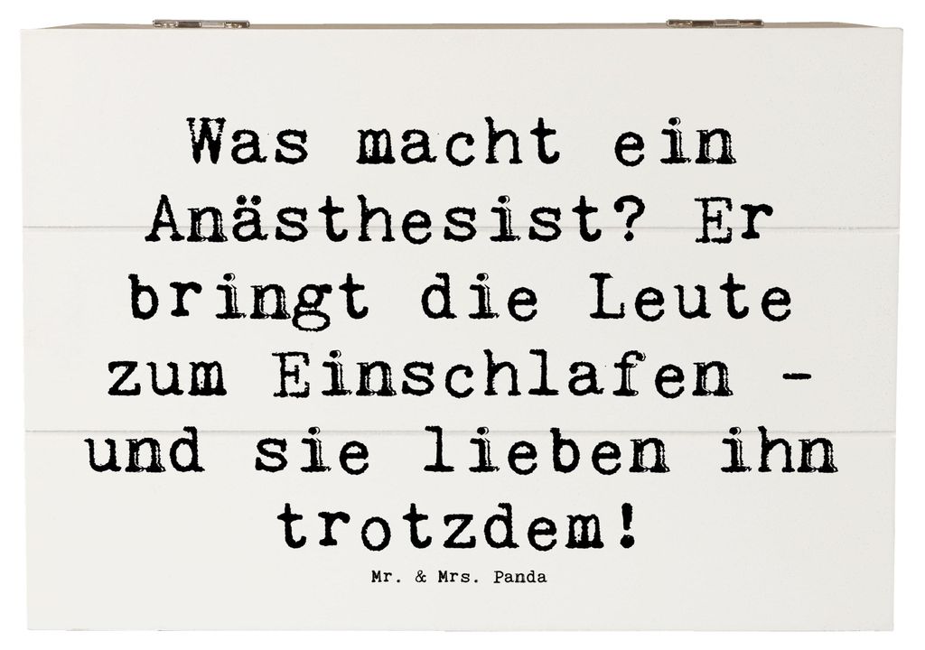 Mr. & Mrs. Panda Holztruhe Spruch Anästhesist Schlafprofi 22 x 15 cm - Weiß - Geschenk, Erinnerungskiste, Schatulle, Schmerzbehandlung, fotobox, ...