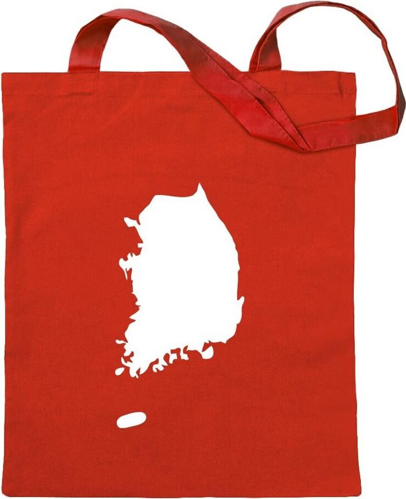 Kiwistar - Baumwolltasche - rot - Korea, Süd Umriss Kontur - Tragetasche Stoffbeutel Umhängetasche Langer Henkel