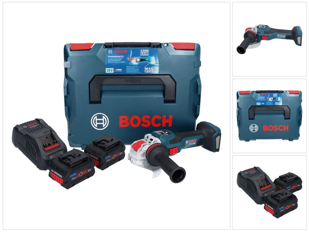 Bosch GWX 18V-15 SC Professional Akku Winkelschleifer 18 V ( 06019H6502 ) 125 mm BITURBO X-LOCK + 2x ProCORE Akku 5,5 Ah + Ladegerät + L-BOXX