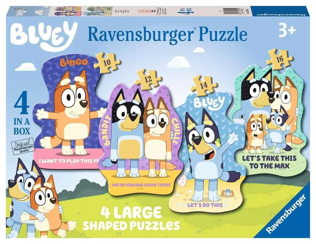 Coffret 4 Puzzles Bluey Ravensburger - Jeu Éducatif de 10 à 16 Pièces