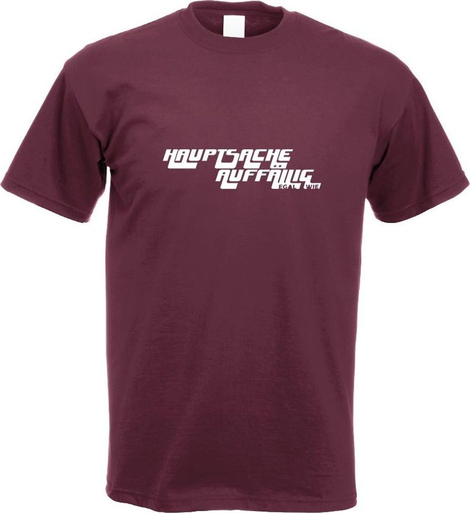 Kiwistar - T-Shirt - Burgund - Hauptsache auffällig Motiv Bedruckt Funshirt Design Print - mit Motiv Bedruckt - Funshirt Design - Sport - Freizeit...