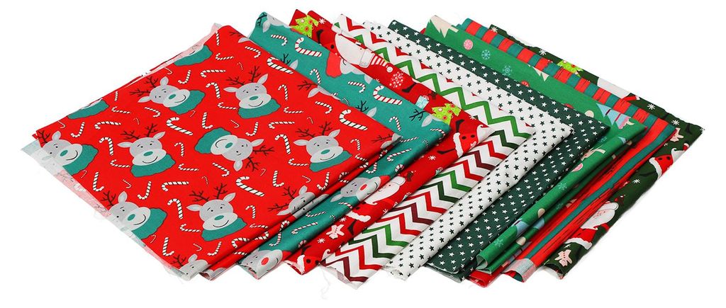10 Stück Weihnachts-Baumwollstoff, Köperstoff, bedruckt, modisch, dekorativ, DIY-Baumwollstoff, Nähstoff, Gruppe A